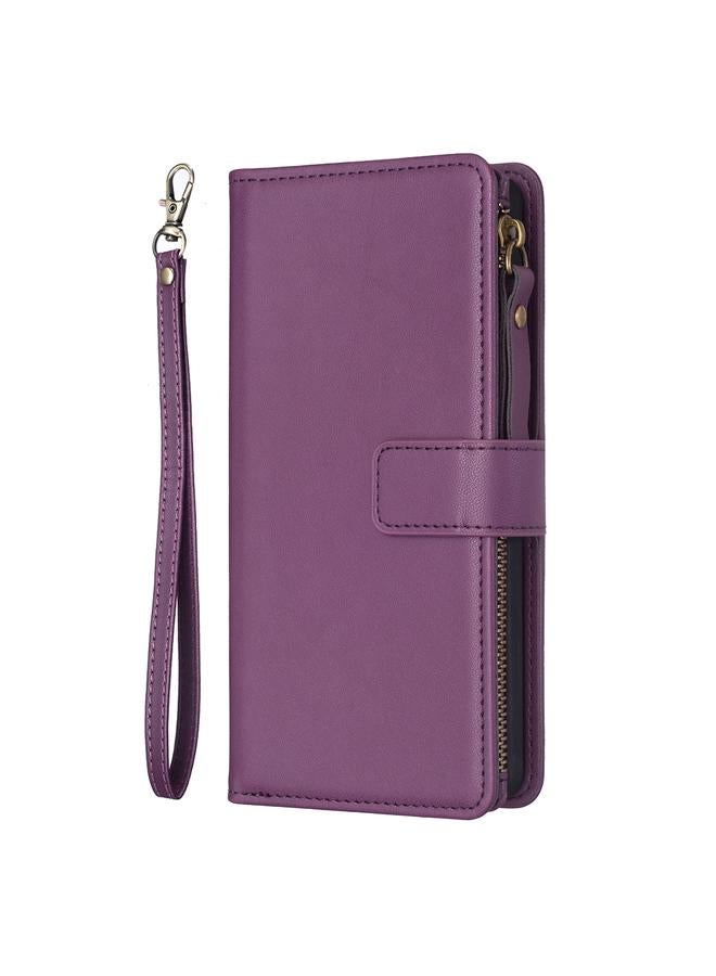 S-TOP Case For Samsung Galaxy A22 5G 9 Card Slots Zipper Wallet Leather Flip Phone Case - Image 2