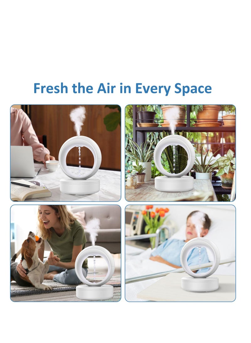 SYOSI Rain Drop Humidifier Rain Cloud Humidifier Water Drip Cool Mist Air Humidifier Humidifiers for bedroom for Plants Baby Nursery Large Room Office 680ml Anti Gravity Water Drop Diffuser Quiet White - Image 4