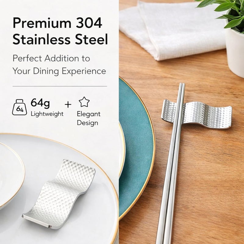 حامل عيدان الطعام من الفولاذ المقاوم للصدأ، مزدوج الاستخدام، مانع للالتصاق، معدن الـ 304 متين، تصميم أنيق للملعقة والشوكة (لون فضي) - Image 3