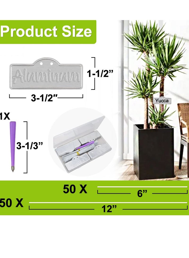 SYOSI بطاقات زراعة معدنية، علامات زراعة من الألمنيوم، بطاقات زراعة معدنية للحدائق الخارجية مقاومة للماء، علامات الأشجار (3-1/2"، 50 بطاقة و 100 سلك) بطاقات زراعة معدنية، علامات زراعة من الألمنيوم، علامات الأشجار - Image 1