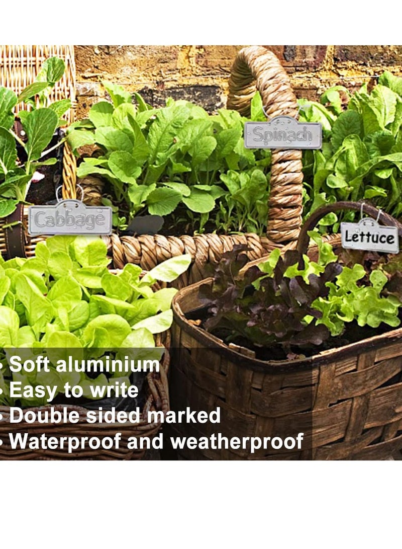 SYOSI بطاقات زراعة معدنية، علامات زراعة من الألمنيوم، بطاقات زراعة معدنية للحدائق الخارجية مقاومة للماء، علامات الأشجار (3-1/2"، 50 بطاقة و 100 سلك) بطاقات زراعة معدنية، علامات زراعة من الألمنيوم، علامات الأشجار - Image 3