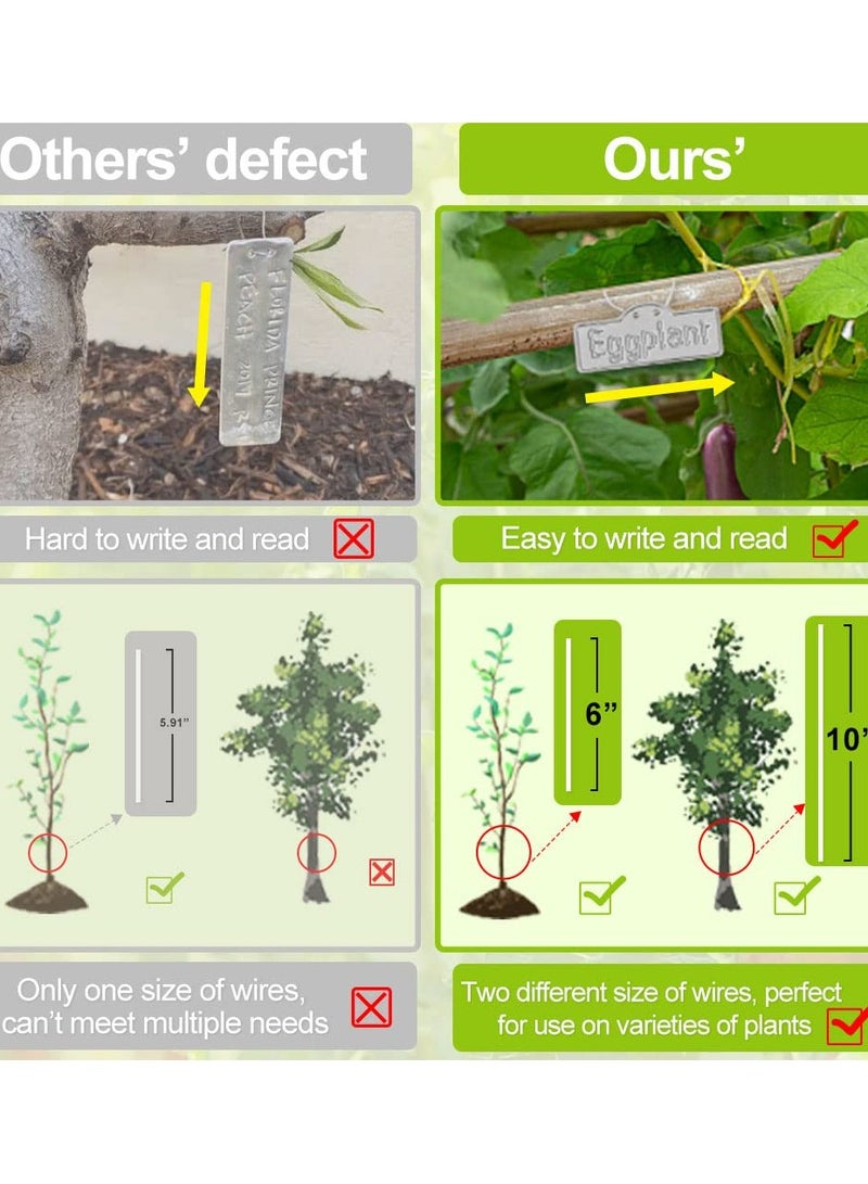 SYOSI بطاقات زراعة معدنية، علامات زراعة من الألمنيوم، بطاقات زراعة معدنية للحدائق الخارجية مقاومة للماء، علامات الأشجار (3-1/2"، 50 بطاقة و 100 سلك) بطاقات زراعة معدنية، علامات زراعة من الألمنيوم، علامات الأشجار - Image 2