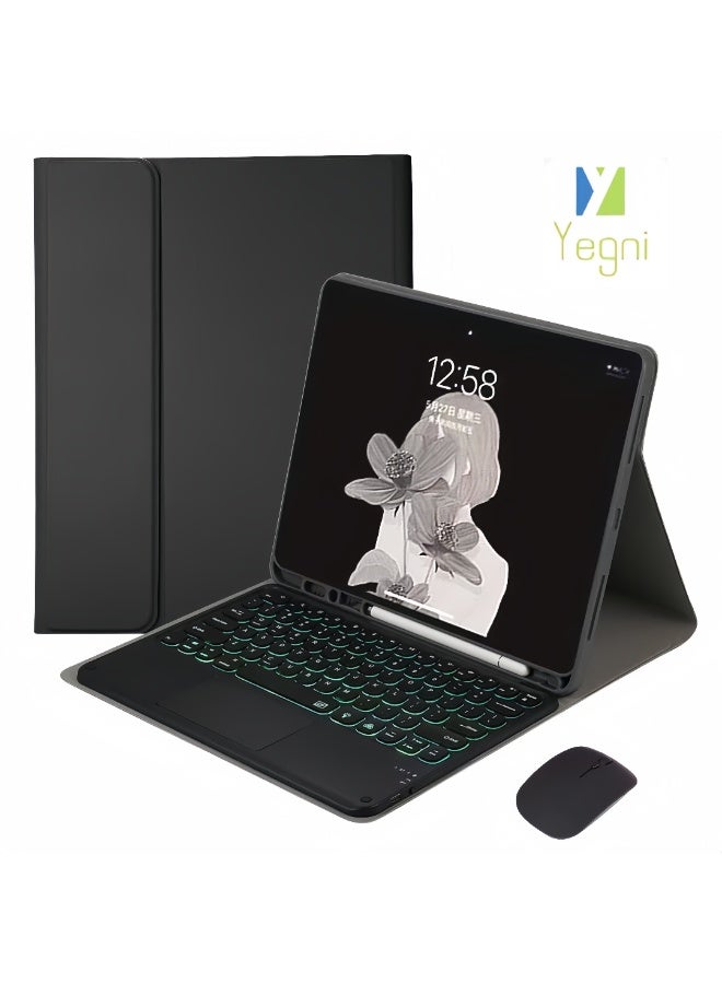 Yegni Compatible with Samsung tablet series Bluetooth backlit keyboard touch keyboard leather case with pen slot and mouse - Image 1