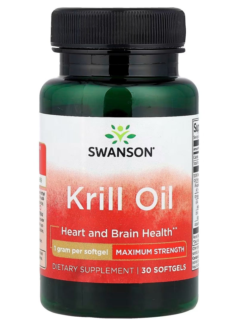 Swanson, Krill Oil, Maximum Strength, 30 Softgels