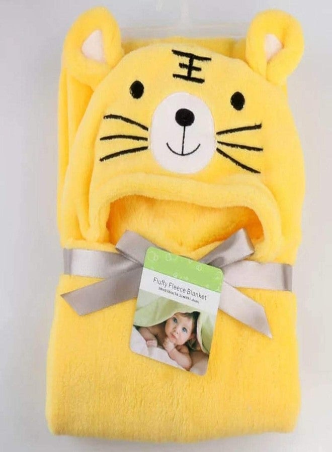 BRANDONN Baby's Tiger and Dog Design Hooded Wrapper Cum Baby Bath Towel ( Yellow and Blue ) - Pack of 2 - Image 4