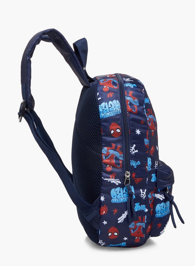 Boys Spider Man Print School Backpack with Adjustable Shoulder Straps and Zip Closure - 33x25x10 cm
