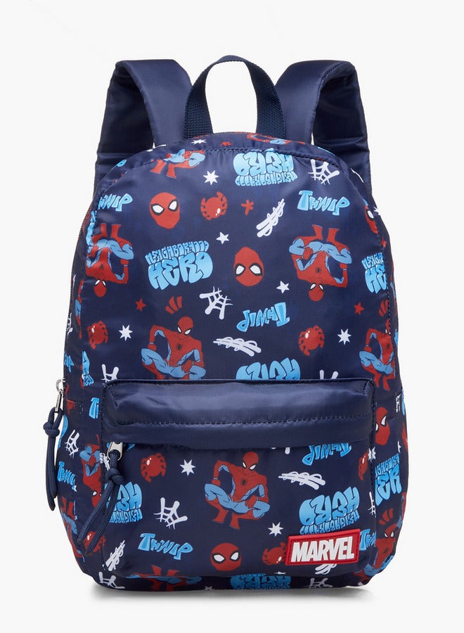 Boys Spider Man Print School Backpack with Adjustable Shoulder Straps and Zip Closure - 33x25x10 cm
