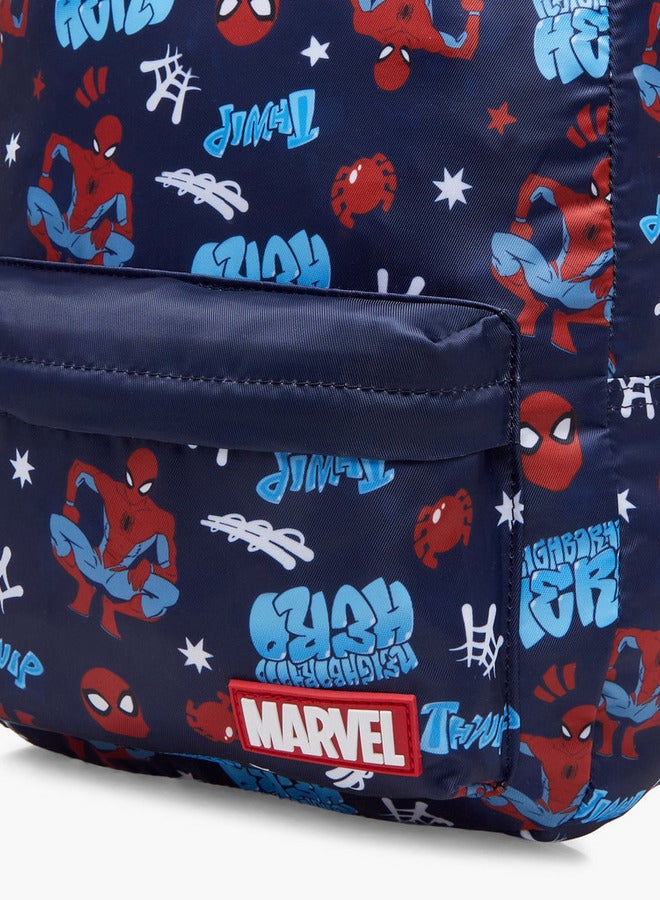 Boys Spider Man Print School Backpack with Adjustable Shoulder Straps and Zip Closure - 33x25x10 cm