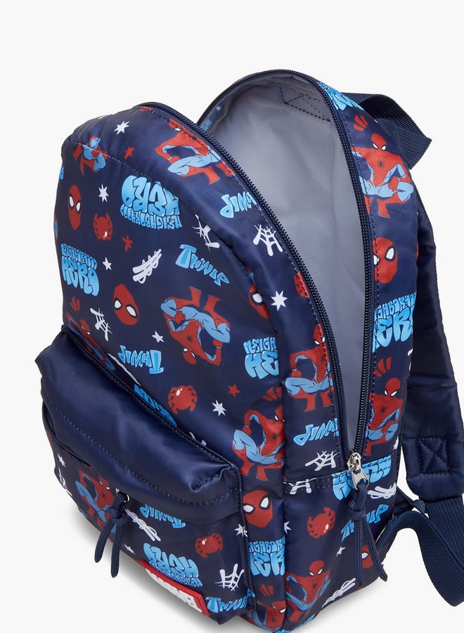 Boys Spider Man Print School Backpack with Adjustable Shoulder Straps and Zip Closure - 33x25x10 cm