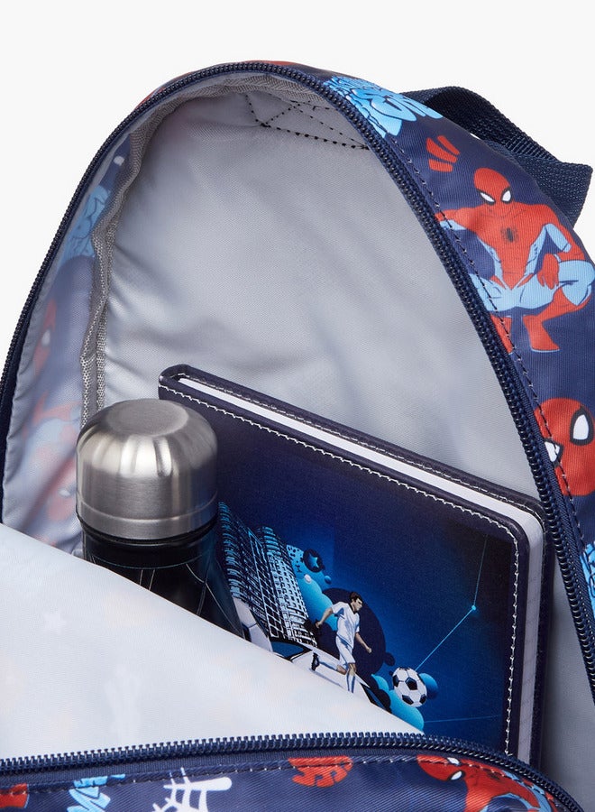 Boys Spider Man Print School Backpack with Adjustable Shoulder Straps and Zip Closure - 33x25x10 cm