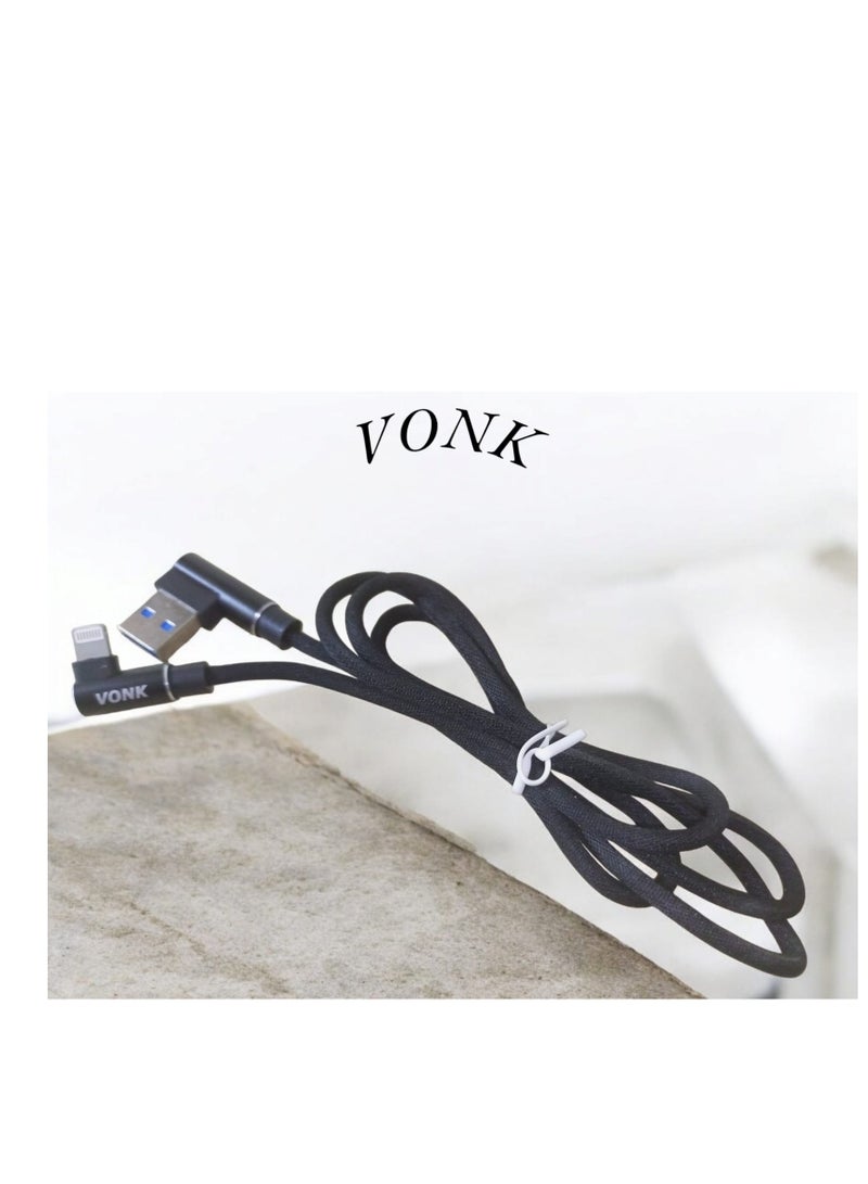 فونك كابل شحن ونقل بيانات سريع 2 أمبير من فونك بمنفذ لايتينغ يو إس بي - أسود - Image 2