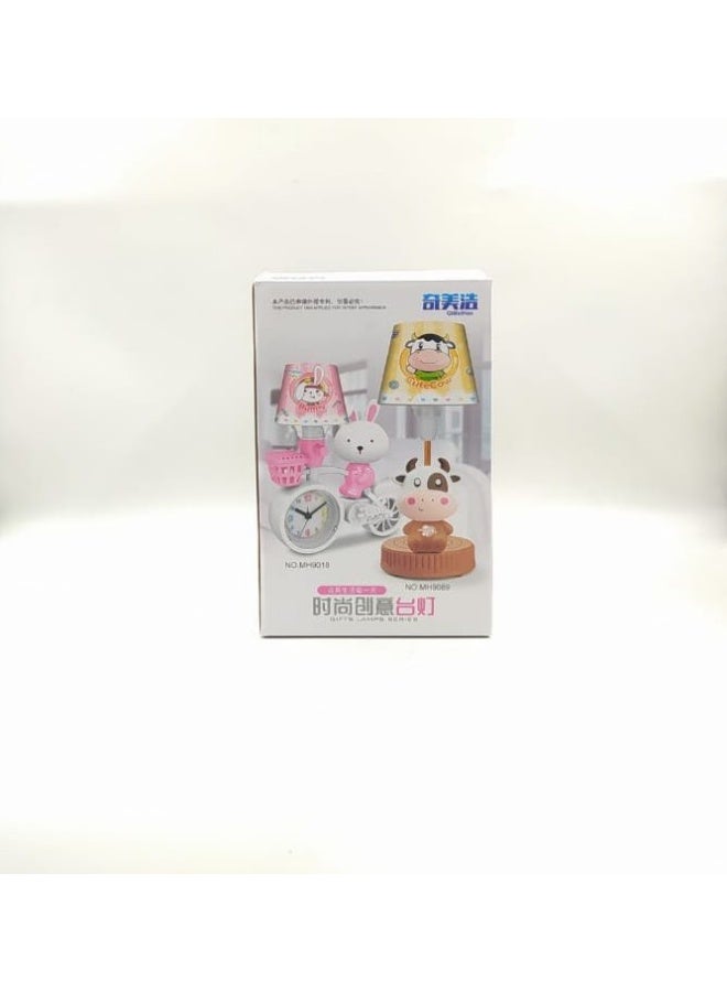 Green Tiger Decorative Cartoon Table Lamp with Integrated Alarm Clock for Kids - Cute Animal Design