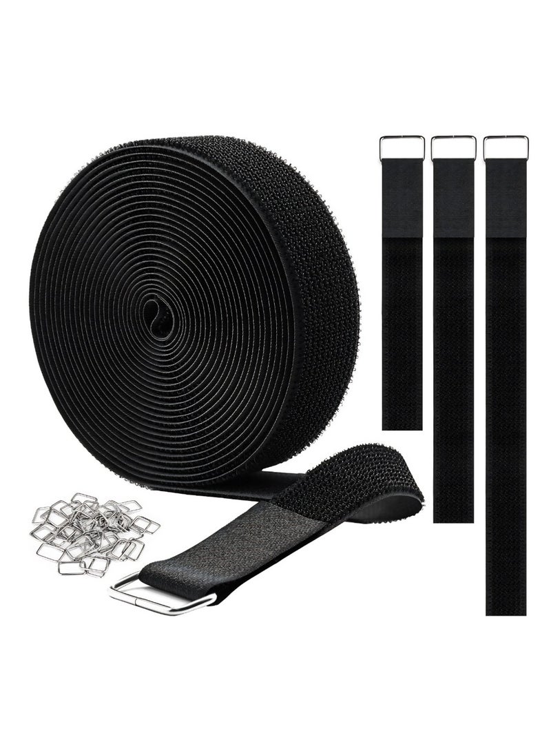 T NEWFUN 16.4Ft x 0.8In Adjustable Cable Straps with 25 Buckles, Free Cut Length, Black Reusable Fastening Cable Ties, Hook and Loop Securing Strap for Cable Tidy, Wire Management, Cord Organiser, Black  - Image 1