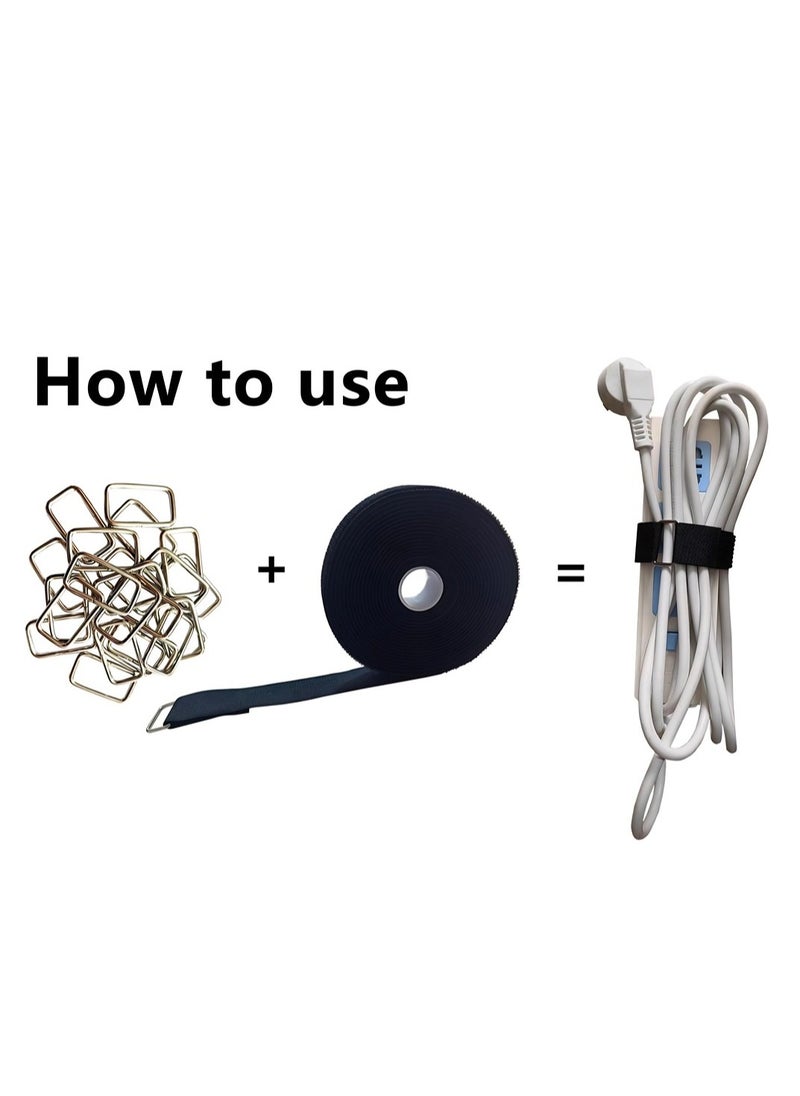 T NEWFUN 16.4Ft x 0.8In Adjustable Cable Straps with 25 Buckles, Free Cut Length, Black Reusable Fastening Cable Ties, Hook and Loop Securing Strap for Cable Tidy, Wire Management, Cord Organiser, Black  - Image 4