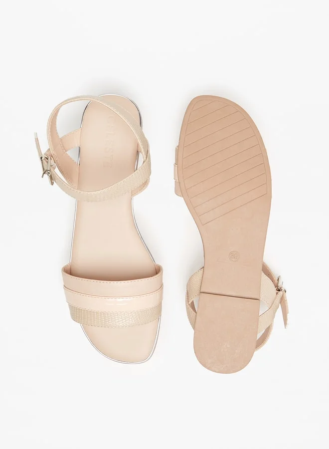 سيليست Womens Textured Sandals With Buckle Closure