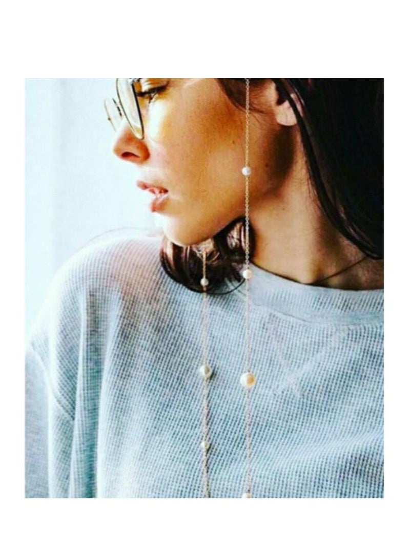 اكسوارات ار ايه سلسلة نظارة لؤلؤ (لولى ) اوف وايت مع معدن فضي  - Image 1