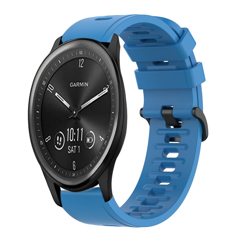 S-TOP For Garmin Vivomove Sport 20mm Solid Color Soft Silicone Watch Band(Blue) - Image 1