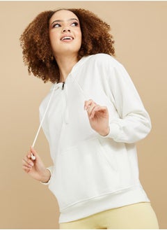 Regular Fit Half Zip Detail Regular Length Hoodie