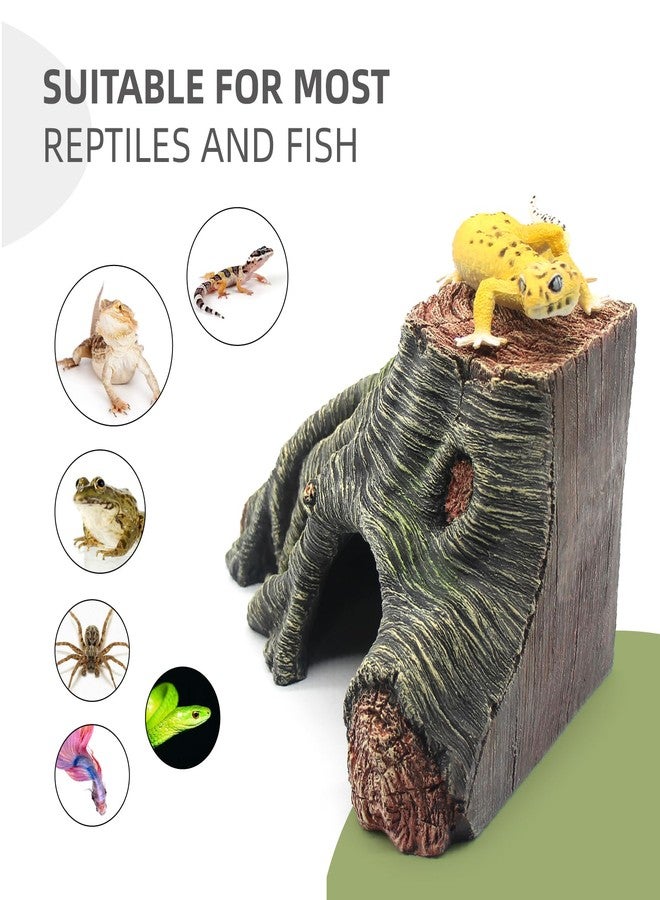 relaqcc Reptile Hideouts Cave Habitat Decor, Hollow Tree Climing Ramp Basking Platform for Reptiles, Amphibians, Fish Tanks and Leopard Gecko, Snake, Lizard - Image 4