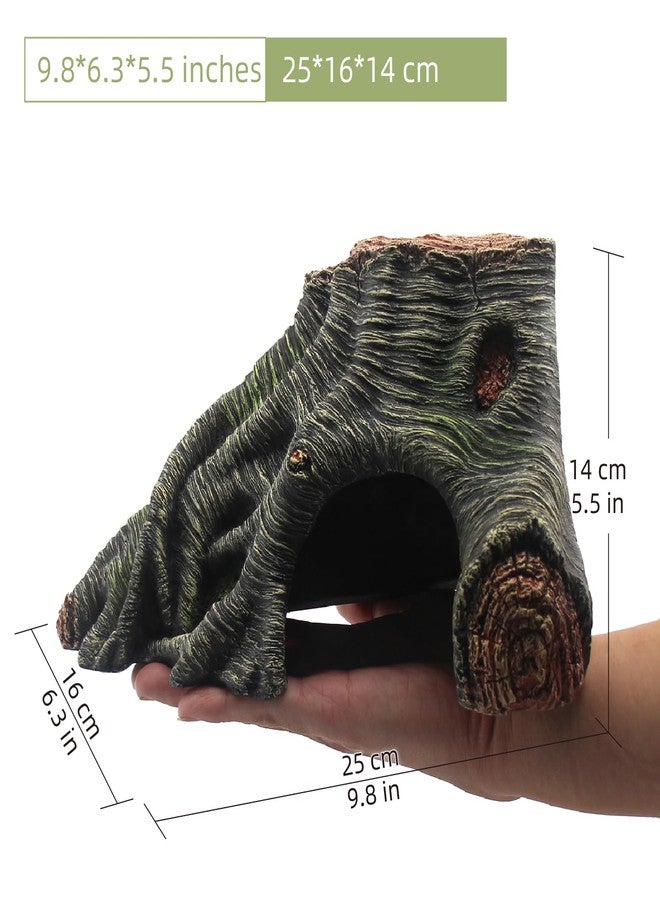 relaqcc Reptile Hideouts Cave Habitat Decor, Hollow Tree Climing Ramp Basking Platform for Reptiles, Amphibians, Fish Tanks and Leopard Gecko, Snake, Lizard - Image 2