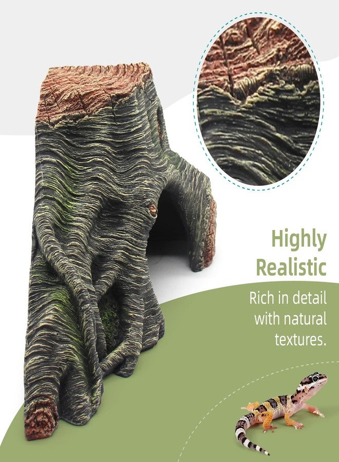 relaqcc Reptile Hideouts Cave Habitat Decor, Hollow Tree Climing Ramp Basking Platform for Reptiles, Amphibians, Fish Tanks and Leopard Gecko, Snake, Lizard - Image 5