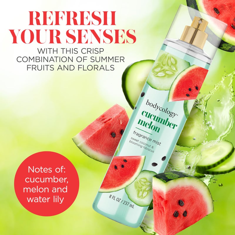 Bodycology باديكولوجي رذاذ الجسم المعطر طويل الأمد، خيار شمام، 8 أونصة سائلة - Image 2
