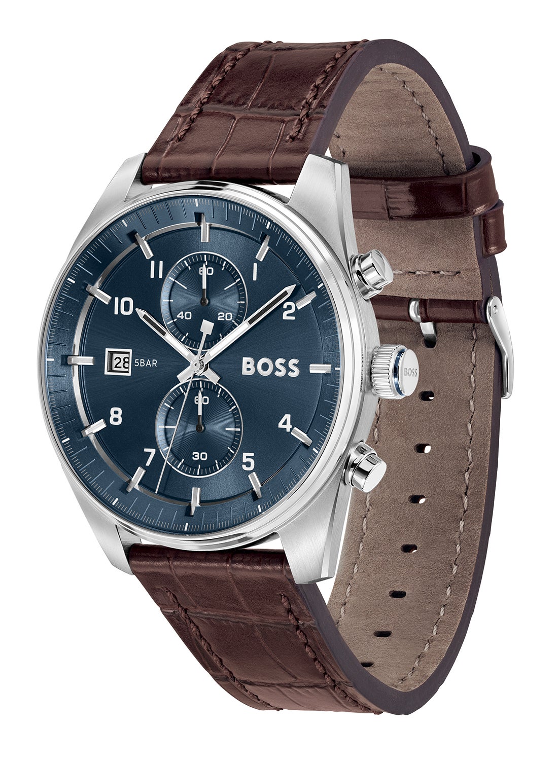 HUGO BOSS ساعة رجال هيوغو بوس زرقاء بحالة دائرية مع كرونوغراف - 1514194 