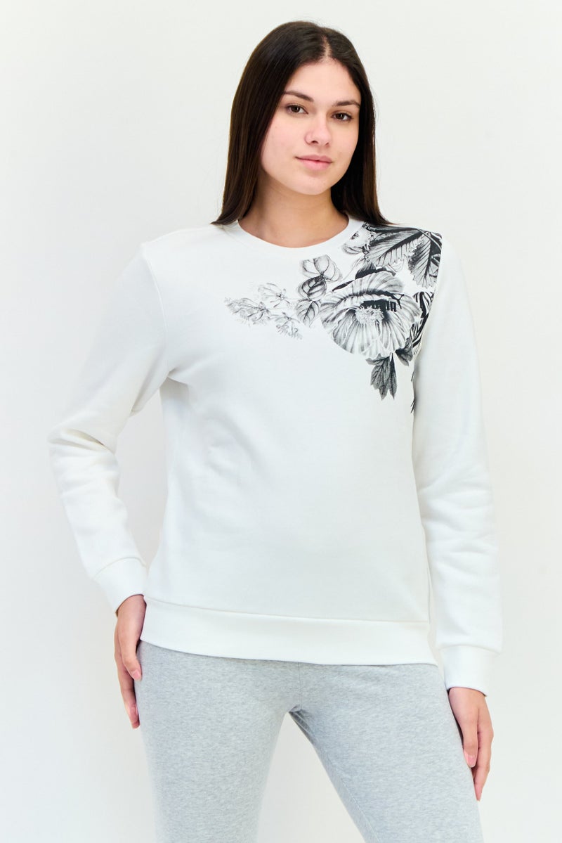 PUMA Women Sportswear Fit Long Sleeve Outdoor Sweatshirt, White  - Image 1