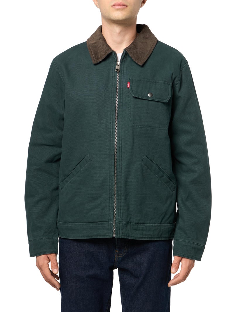 Levi's Men's Cotton Field Jacket With Corduroy Collar, Green Gables Quilt Lined, Small - Image 1