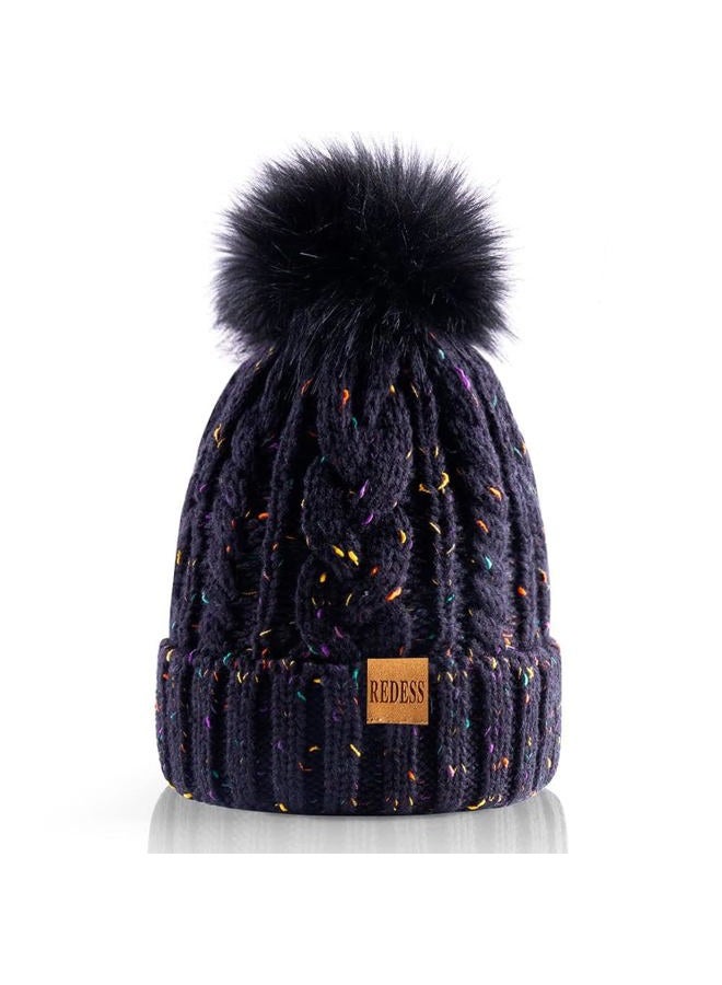 REDESS Women Winter Pompom Beanie Hat with Warm Fleece Lined, Thick Slouchy Snow Knit Skull Ski Cap - Image 1
