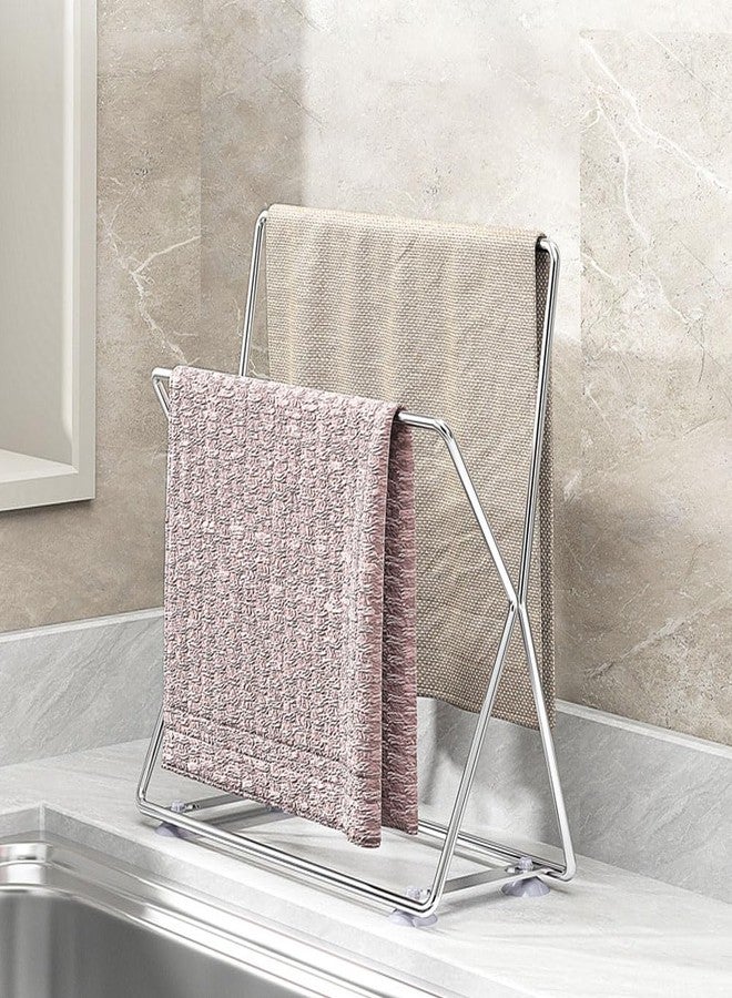 MINGFANITY SUS304 Stainless Steel Dish Cloth Rail for Kitchen, Kitchen Towel Holder, Swedish Dishcloth Holder, Dish rag Hanger, Dish Towel Holder for All Types of Sinks and Smooth Surfaces - Image 3