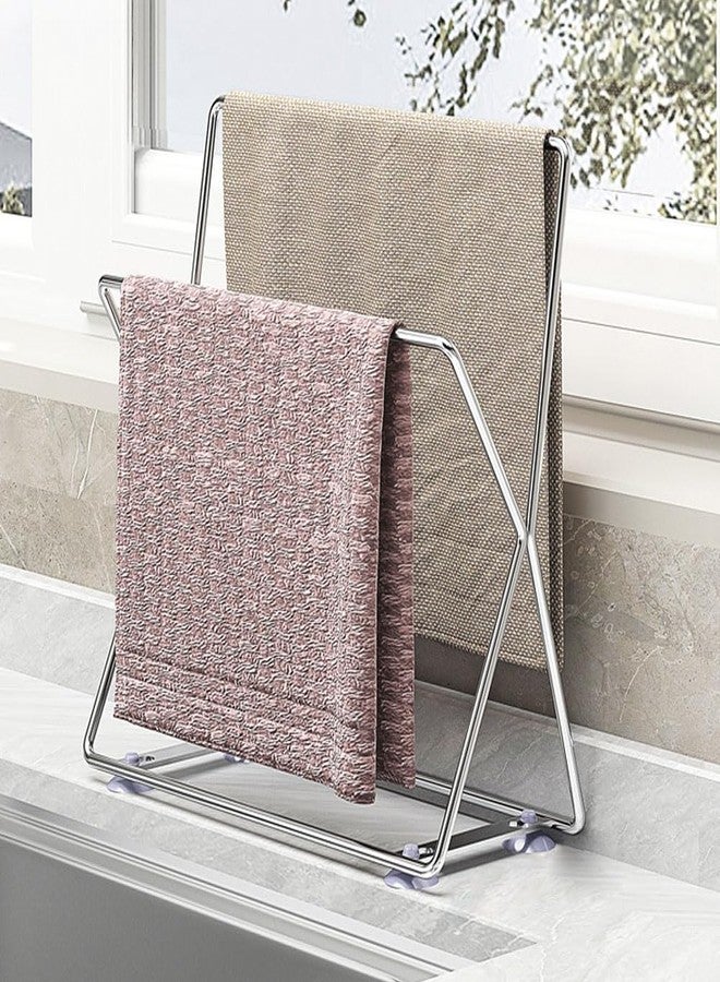 MINGFANITY SUS304 Stainless Steel Dish Cloth Rail for Kitchen, Kitchen Towel Holder, Swedish Dishcloth Holder, Dish rag Hanger, Dish Towel Holder for All Types of Sinks and Smooth Surfaces - Image 1