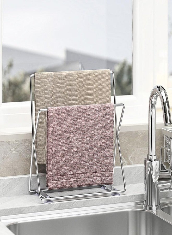 MINGFANITY SUS304 Stainless Steel Dish Cloth Rail for Kitchen, Kitchen Towel Holder, Swedish Dishcloth Holder, Dish rag Hanger, Dish Towel Holder for All Types of Sinks and Smooth Surfaces - Image 5