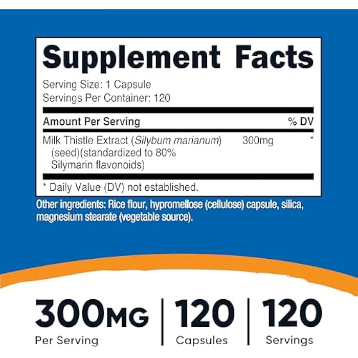 Nutricost Milk Thistle Capsules 300mg, 120 Capsules (80% Silymarin) - Gluten-Free & Non-GMO - Image 2