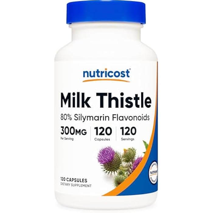 Nutricost Milk Thistle Capsules 300mg, 120 Capsules (80% Silymarin) - Gluten-Free & Non-GMO - Image 1
