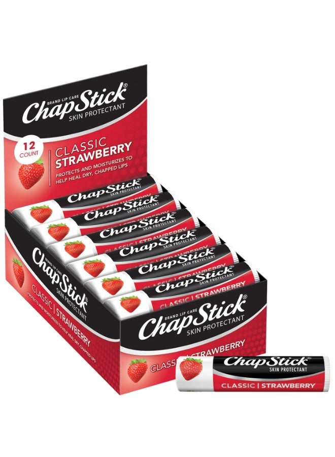 ChapStick Classic Strawberry Lip Balm Tubes, Lip Care and Lip Moisturizer - 0.15 Oz (Pack of 12) - Image 1