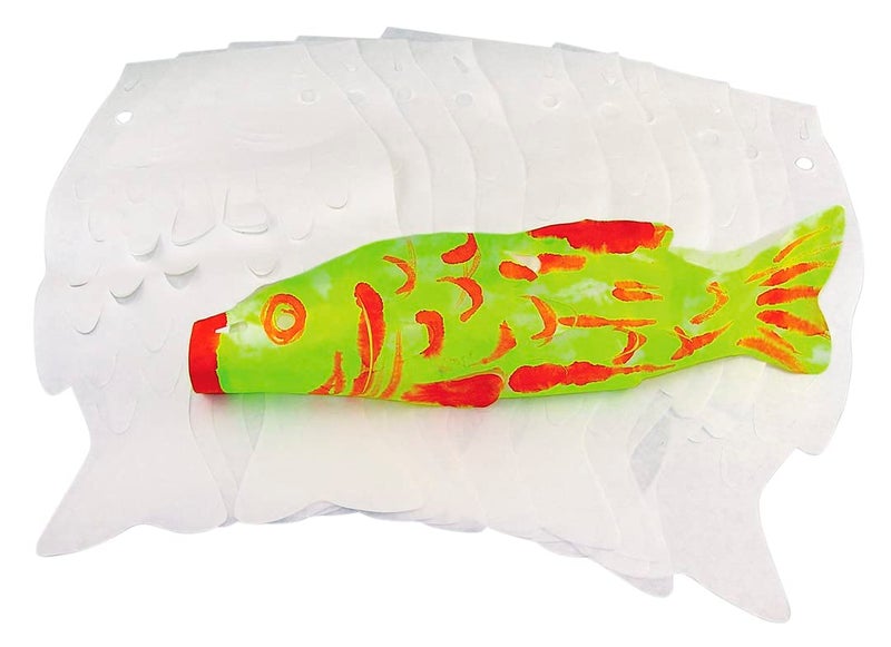 Roylco Japanese Carp Koinobori Wind Sock Craft Kit 24 Color Diffusing Paper Fish Windsocks for Kids Cultural Art Activity with Instructions Childrens Day Decoration 6 x 10 Ages 4 - Image 3