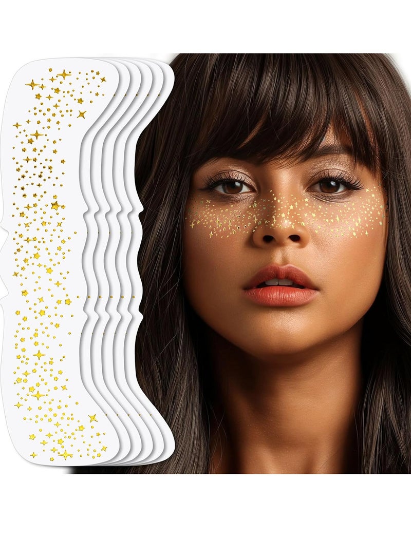 Teenitor Teenitor 6 Pcs Sparkle Freckles, Gold Face Glitter Freckles Face Tattoo, Sweatproof Waterproof Gold Glitter Face Freckles, Fake Freckles for Women  - Image 1
