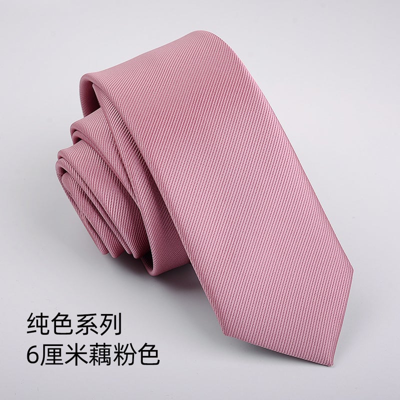Korean Style Mens Black Silk Tie [new] 6CM lotus root starch color 