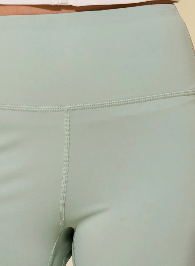Take Two Solid Broad Waistband Leggings
