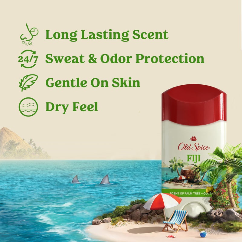 Old Spice Dry Feel Antiperspirant Deodorant for Men, 24/7 Freshness, 24/7 Sweat & Odor Protection, Gentle on Skin with Skin Conditioners, Fiji with Palm Tree + Coconut Scent, 2.6 oz (Pack of 3) - Image 2