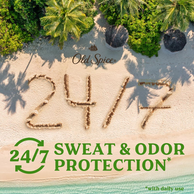 Old Spice Dry Feel Antiperspirant Deodorant for Men, 24/7 Freshness, 24/7 Sweat & Odor Protection, Gentle on Skin with Skin Conditioners, Fiji with Palm Tree + Coconut Scent, 2.6 oz (Pack of 3) - Image 4