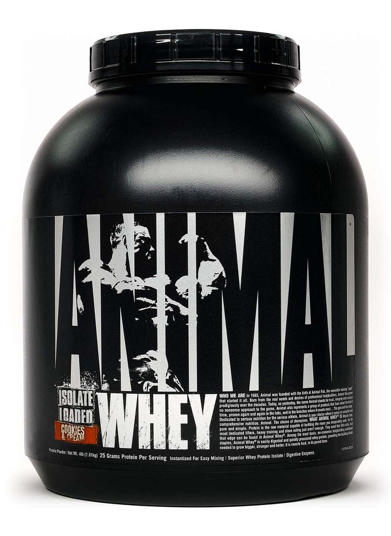 UNIVERSAL Universal Nutrition  Animal Whey Isolate Loaded Cookies And Cream 4 Lb 