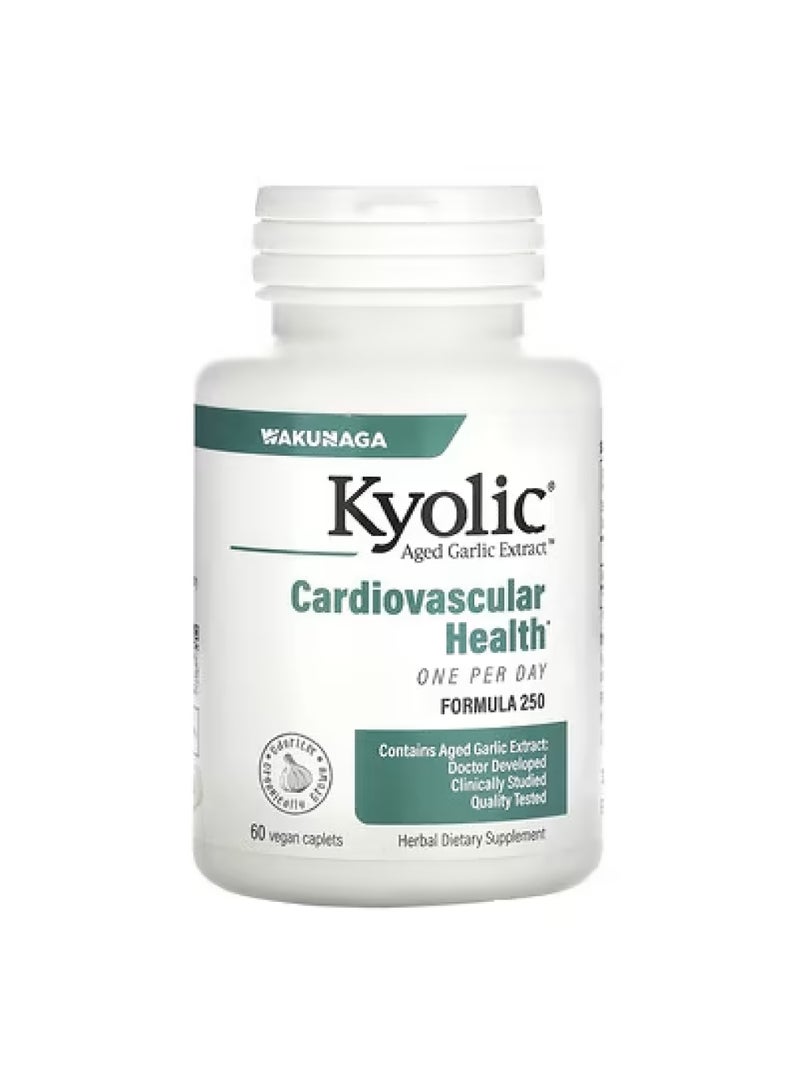 kyolic Aged Garlic Extract, Cardiovascular Health, One Per Day, Formula 250, 60 Vegan Caplets (1,000 mg per Capsule)