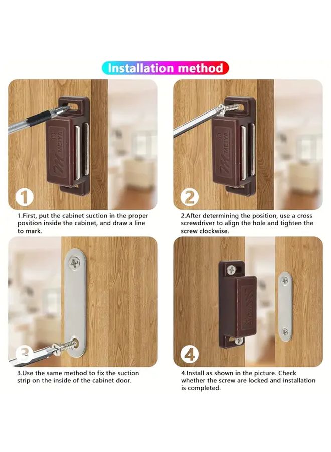 12 Pack Heavy Duty Metal Cabinet Magnets With Mounting Screws Brown Magnetic Door Catch - Image 5