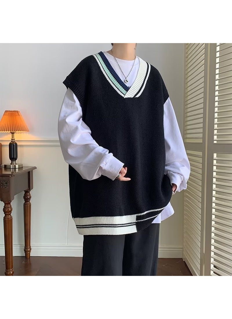 Generic - V-Neck Sweater Vest Men Sleeveless Trendy Knit Waistcoat Apricot - Image 1