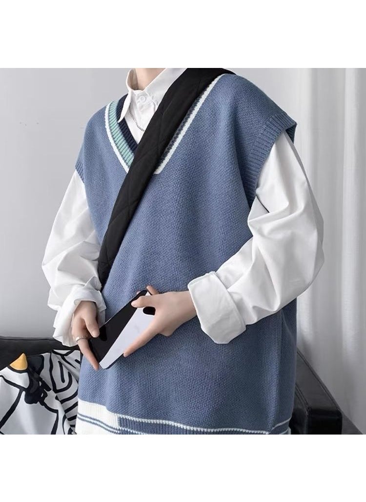 Generic - V-Neck Sweater Vest Men Sleeveless Trendy Knit Waistcoat Apricot - Image 1