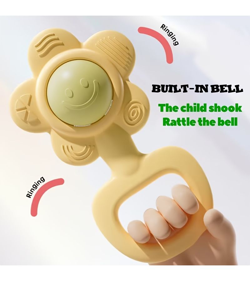 Pink Adorable Flower Shaped Baby Rattle Toy With Easy Grip Ring Promotes Hand Eye Coordination Safe And Durable For Sensory Play Perfect Gift For Baby Parties Birthdays And Holidays - Image 3