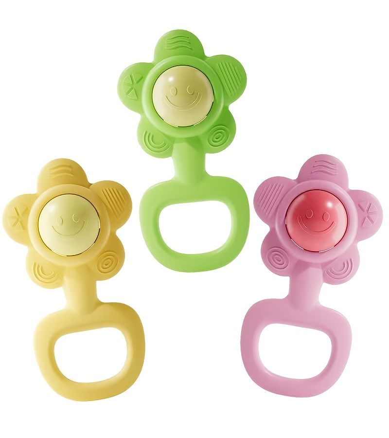 Pink Adorable Flower Shaped Baby Rattle Toy With Easy Grip Ring Promotes Hand Eye Coordination Safe And Durable For Sensory Play Perfect Gift For Baby Parties Birthdays And Holidays - Image 5