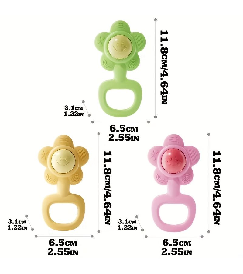 Pink Adorable Flower Shaped Baby Rattle Toy With Easy Grip Ring Promotes Hand Eye Coordination Safe And Durable For Sensory Play Perfect Gift For Baby Parties Birthdays And Holidays - Image 2